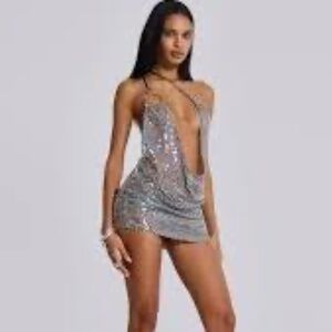 Jaded London Silver Vixen Mini Dress